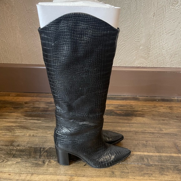 Schutz Maryana Boot Black Crocodile New w/ Duster Bag - Picture 4 of 7